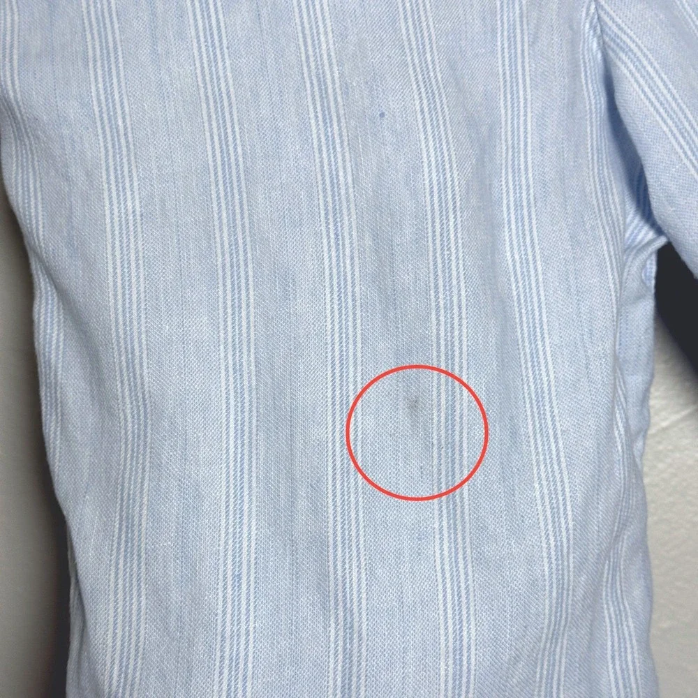 Murano Baird McNutt Irish Linen Pants Mens 34x32 Blue White Striped Alex Fit